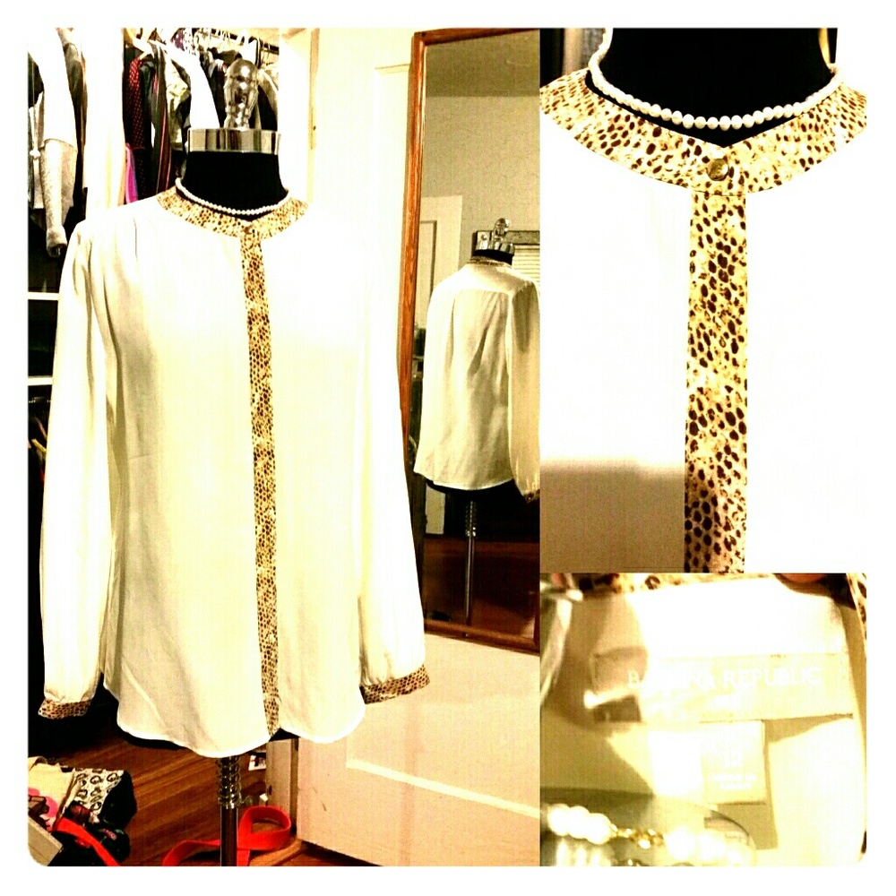 Silk Snake print trimmed blouse